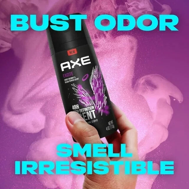 Axe Excite Deodorant Body Spray for Men 12-Pack - Long-Lasting Fresh Scent