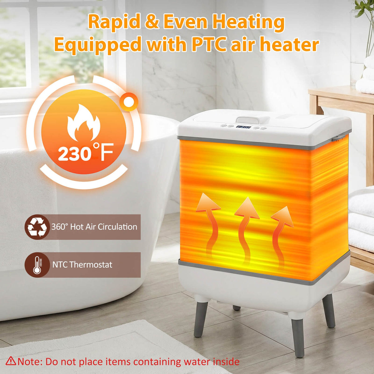 Large 35L Towel Warmer with Heating, Drying, Timer & Child Lock