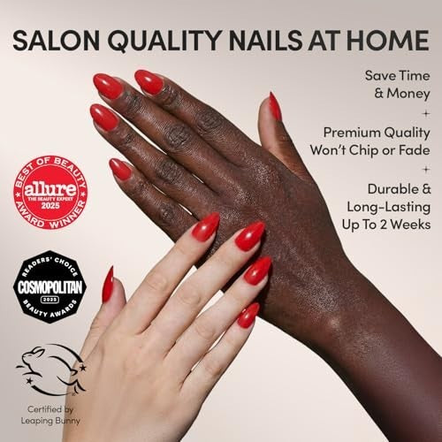 Almond Glazed Press On Nails Kit - 30 Reusable Fake Nail Set for Easy Application