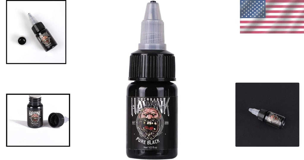 Pure Black Tattoo Ink 1/2oz - Professional Quality & High Stability