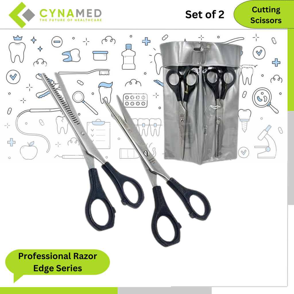 Professional Barber Hair Cutting Scissors - 2 Pairs Stainless Steel Shears