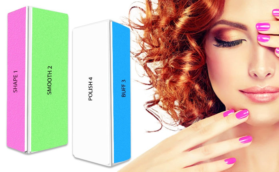 4-Way Nail Buffer Block Set - 2 Pcs for Shaping, Smoothing, Buffing & Polishing