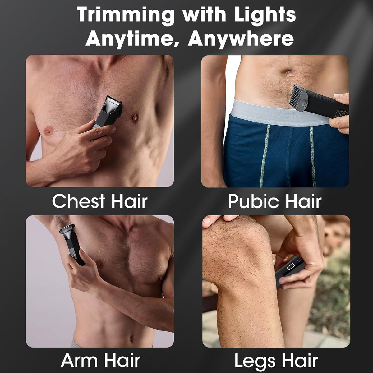 Men's 2-in-1 Body & Groin Hair Trimmer Waterproof Rechargeable Grooming Kit