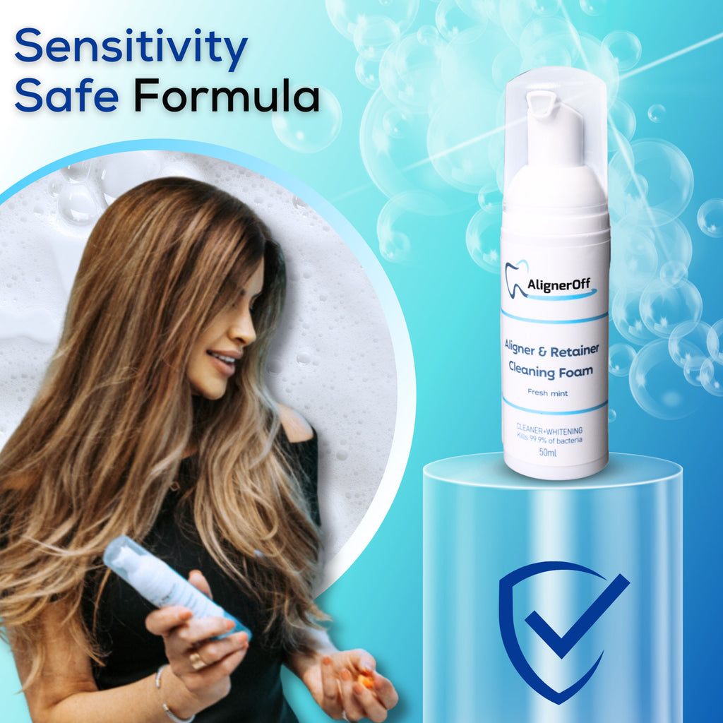Aligner Cleaner and Whitening Foam for Invisalign Retainers - Mint Flavor
