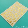 Laser Gold Fire Flame Nail Decal Stickers - Self-Adhesive Nail Art Sheets (5 Colors)