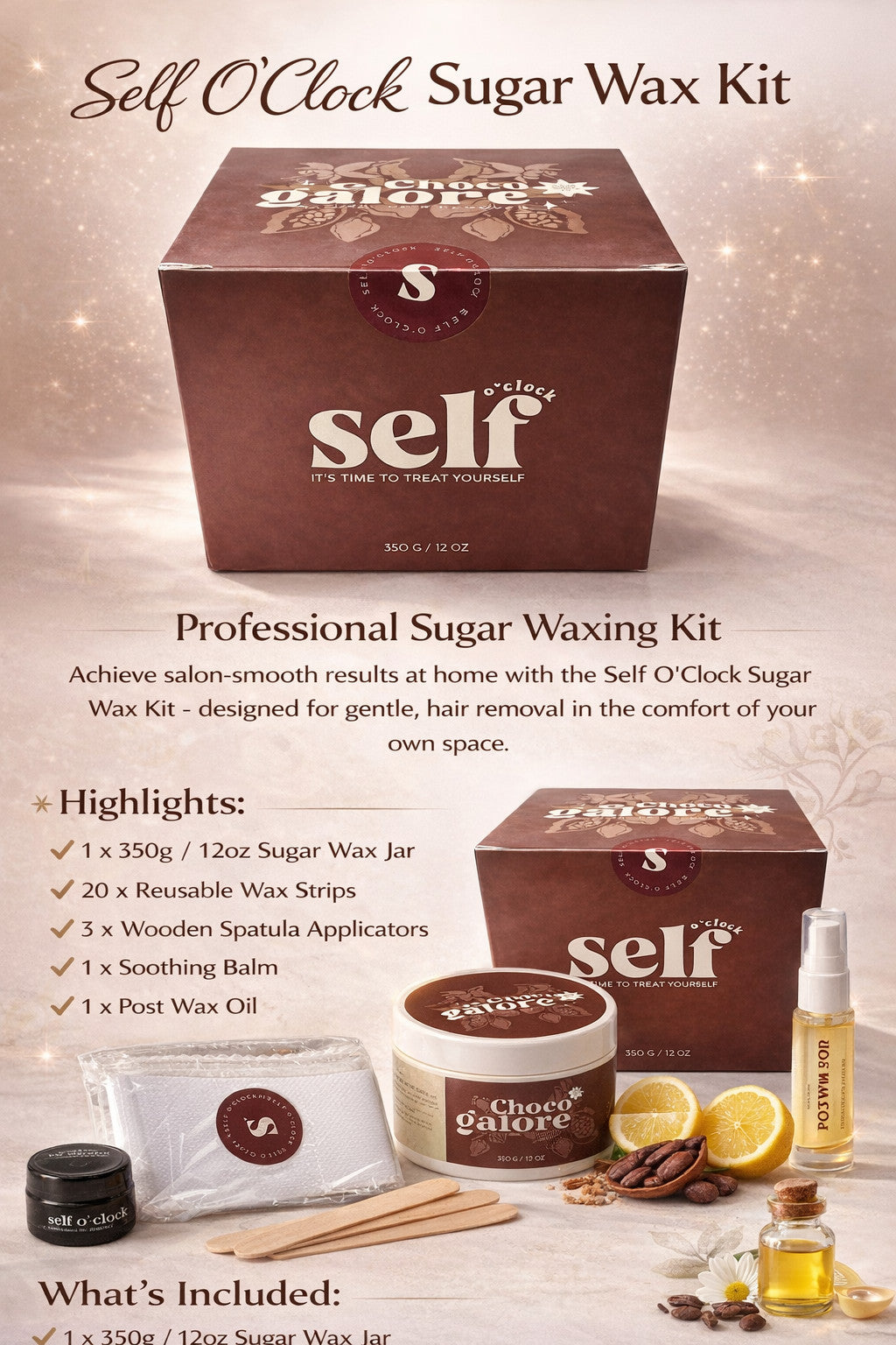Sugaring Wax Kit for Hair Removal - Natural Sugar Wax for Sensitive Skin - Full Body at Home