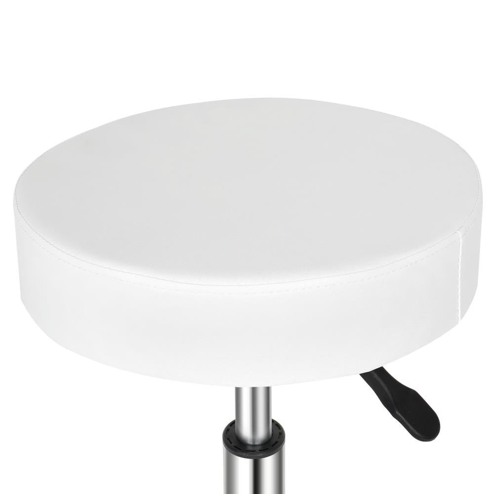 Adjustable Height Swivel Salon & Spa Stool with Wheels - White