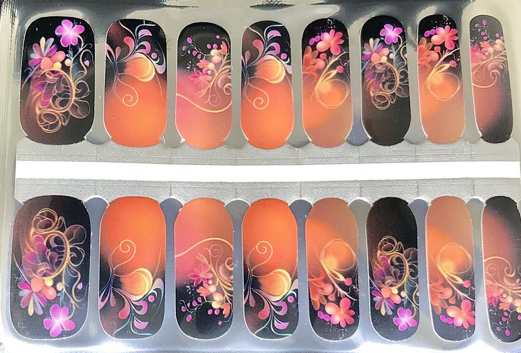 Nail Polish Strips 16 Pack Sunset Floral Custom Collaboration - Color Nail Wraps