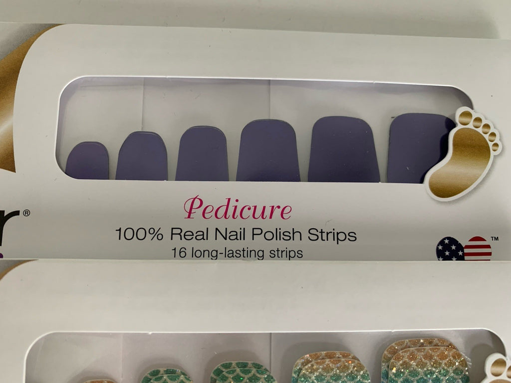 Pedicure Nail Strips Lot of 3 - Evening Sky & Strawberry Colors