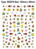 Cute Bee Ladybug Cherry Flower Nail Sticker Decal Set - Multiple Variants