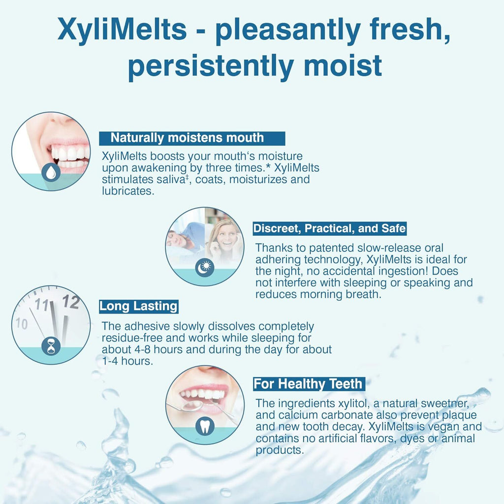 Dry Mouth Relief Xylimelts with Xylitol - 100 Moisturizing Stick-On Discs for Long-Lasting Comfort