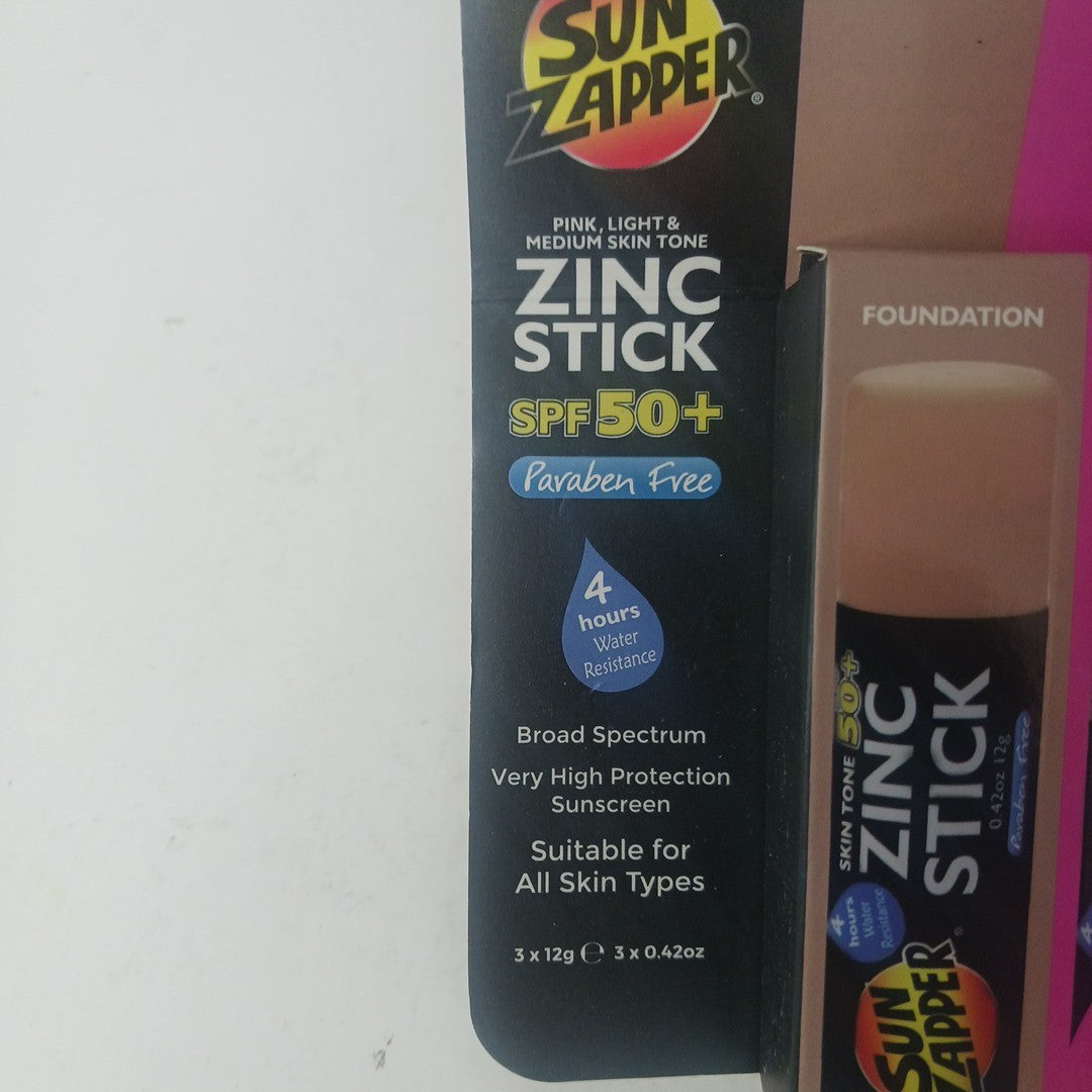 SPF 50+ Tinted Zinc Oxide Sunscreen Stick 3-Pack - Light, Dark, Pink