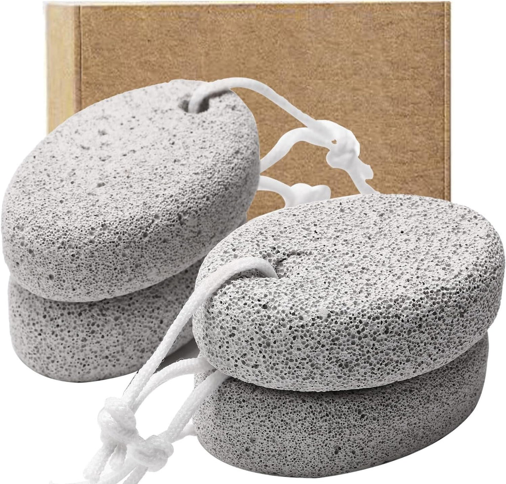 Natural Lava Pumice Stone for Feet Callus Remover & Dead Skin Exfoliation - 4 Pack