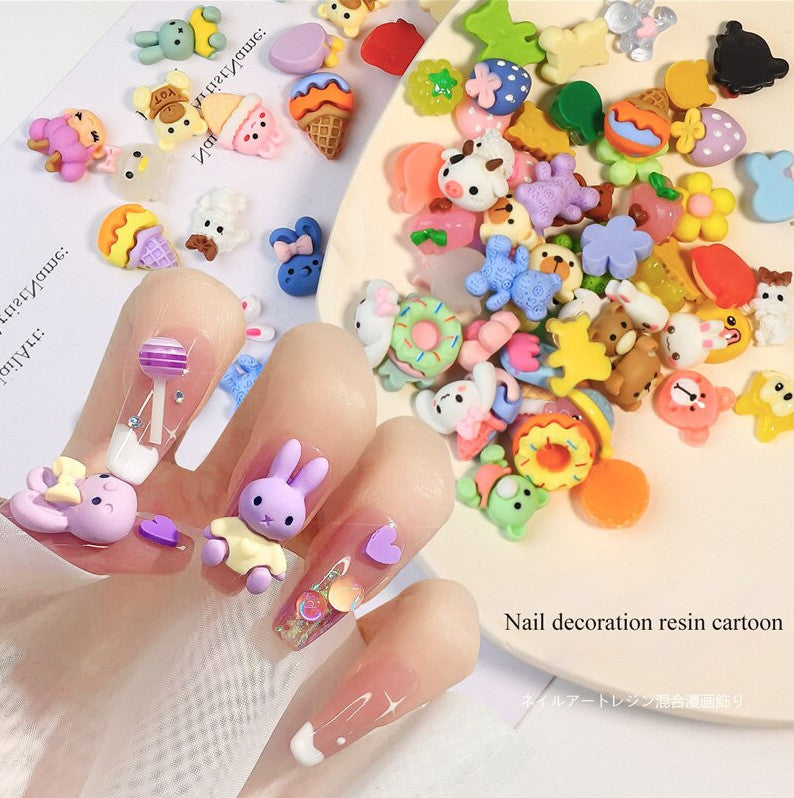 20Pcs Cartoon Resin Nail Art Ornaments for Manicure & Craft Projects
