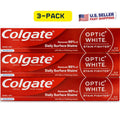 Travel Size Toothpaste Pack - 3 Pack Colgate Optic White Stain Fighter, Clean Mint