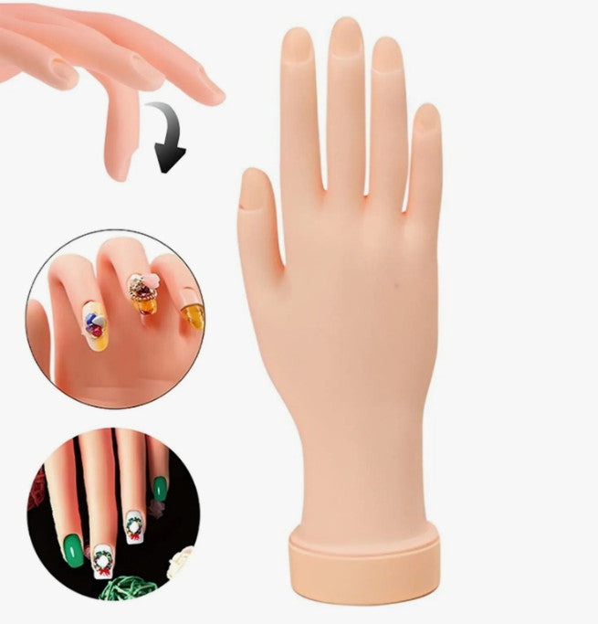 Flexible Nail Art Practice Hand - Reusable Manicure Tips & Practice Tool