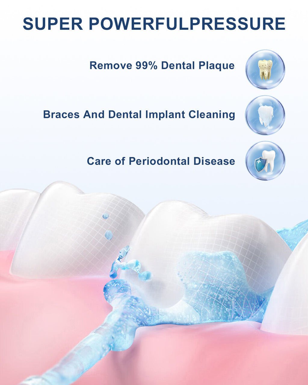 Cordless Water Flosser Dental Oral Irrigator with 8 Nozzles, 260ML Tank, Waterproof