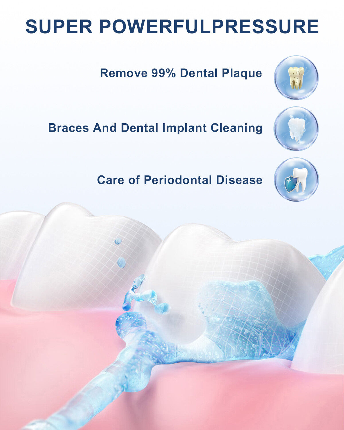 Cordless Water Flosser Dental Oral Irrigator with 8 Nozzles, 260ML Tank, Waterproof