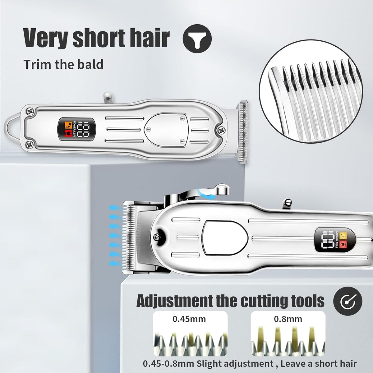 Professional Hair Clipper Set for Men - Cordless Trimmer with 4 Speeds and LED Display
