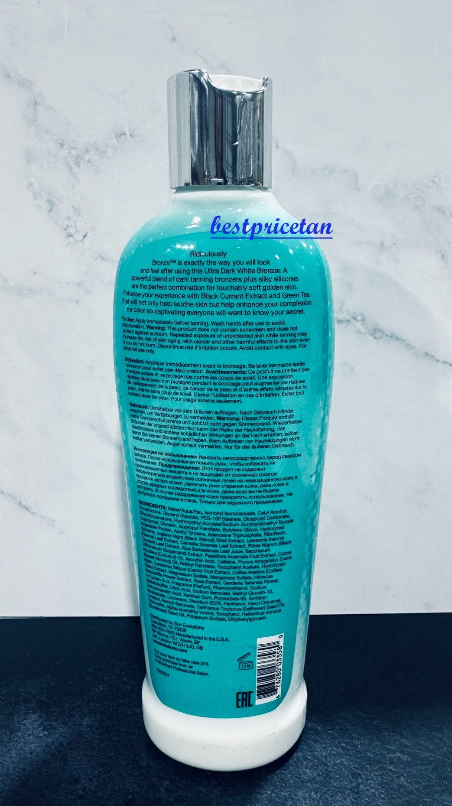 Ultra Dark White Bronzer Tanning Lotion 8.5 oz for Bed & Sun Use
