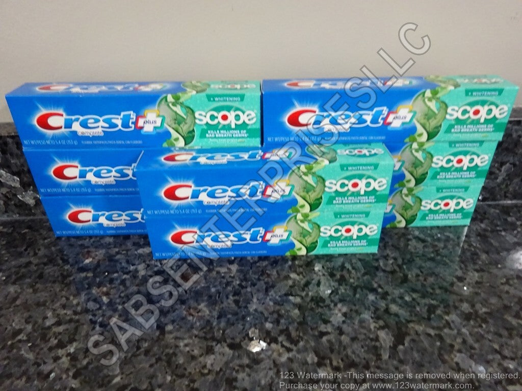 Crest Complete Plus Scope Minty Fresh Fluoride Toothpaste 5.4 oz - 10 Pack
