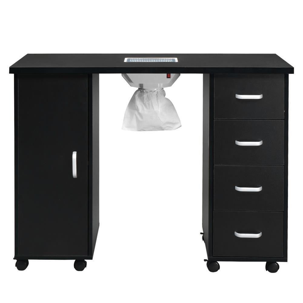 Professional Nail Desk Manicure Table with Electric Dust Collector and 4 Drawers - Black