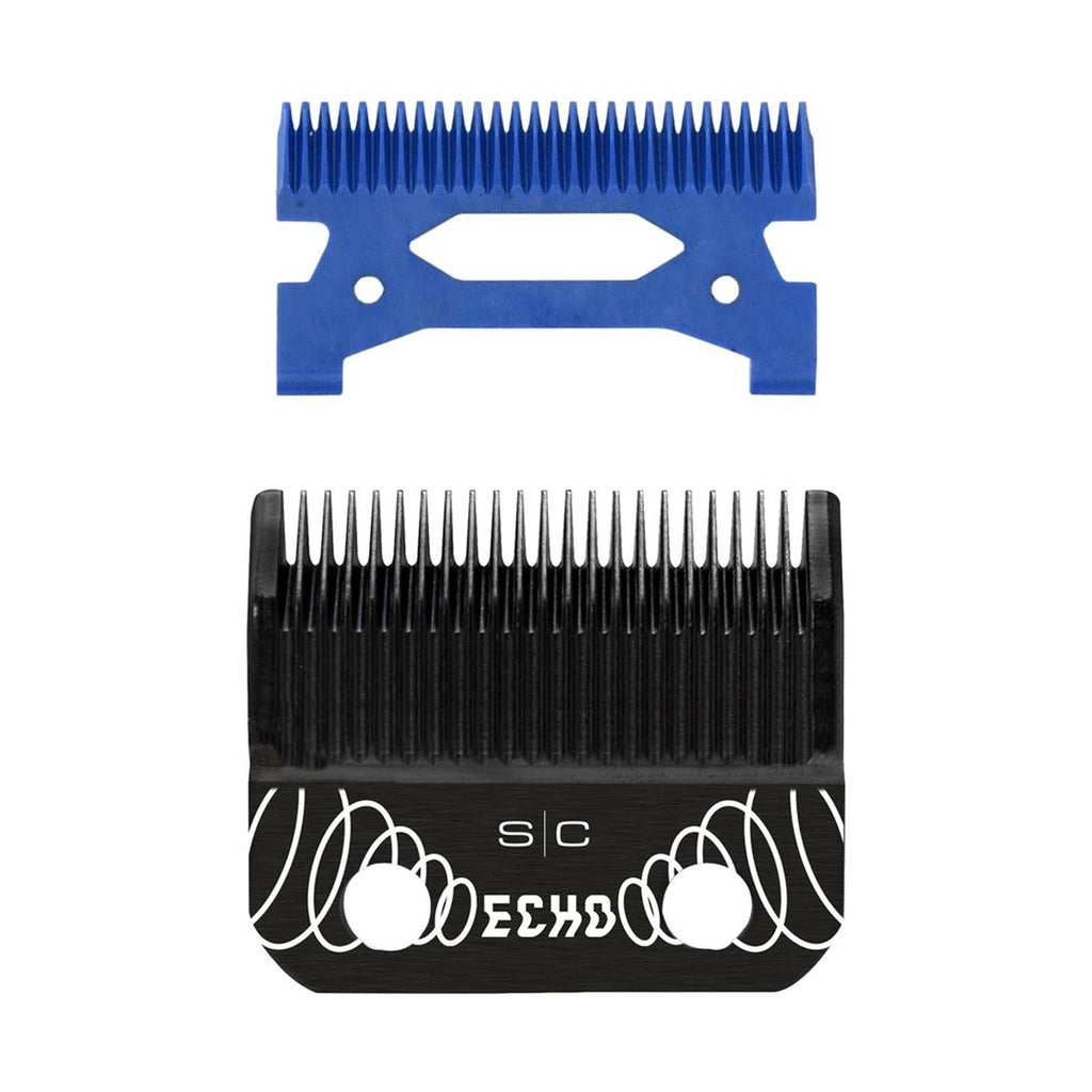 Professional Clipper Blade Set with Blue Ceramic Cutter for Haircutting - Black DLC Echo