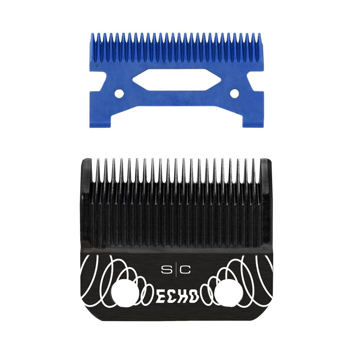 Professional Clipper Blade Set with Blue Ceramic Cutter for Haircutting - Black DLC Echo