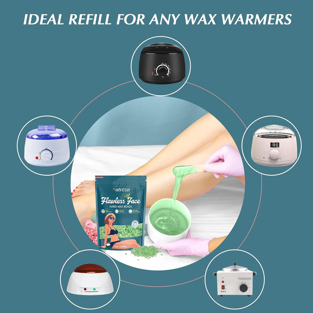Hard Wax Beads for Hair Removal, Sensitive Skin with Aloe Vera - 1Lb