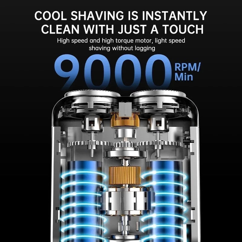 Mini Electric Smart Beard Shaver - Dual Blade, Digital Display, Rechargeable