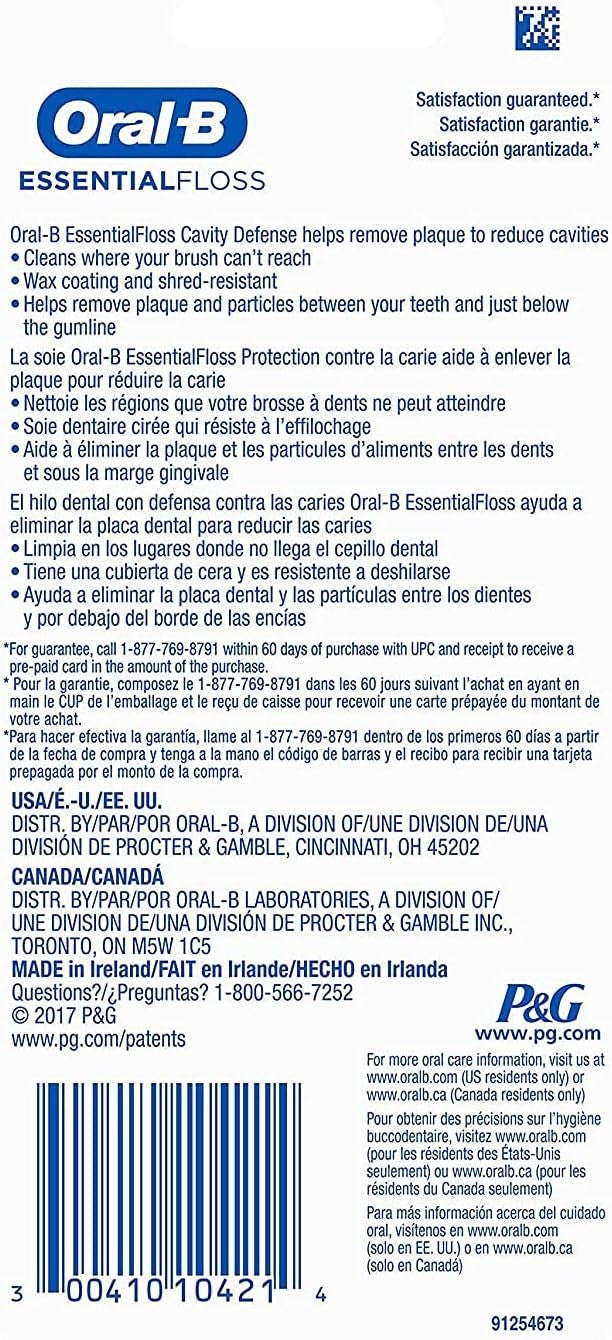 Dental Floss Pack of 2 - 50 M Shred Resistant Cavity Defense Floss