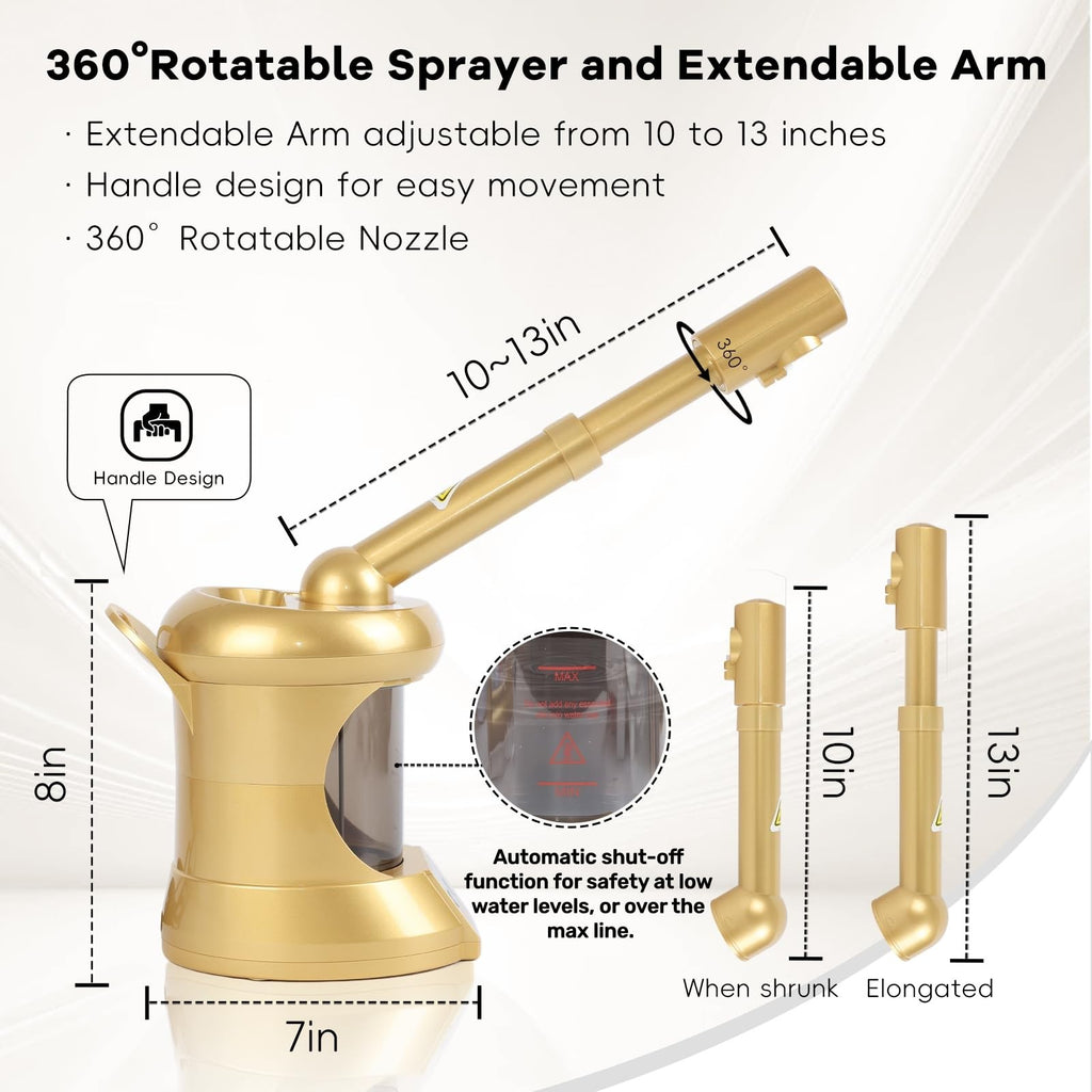 Nano Ionic Facial Steamer with Extendable Arm & Ozone Function for Deep Cleansing