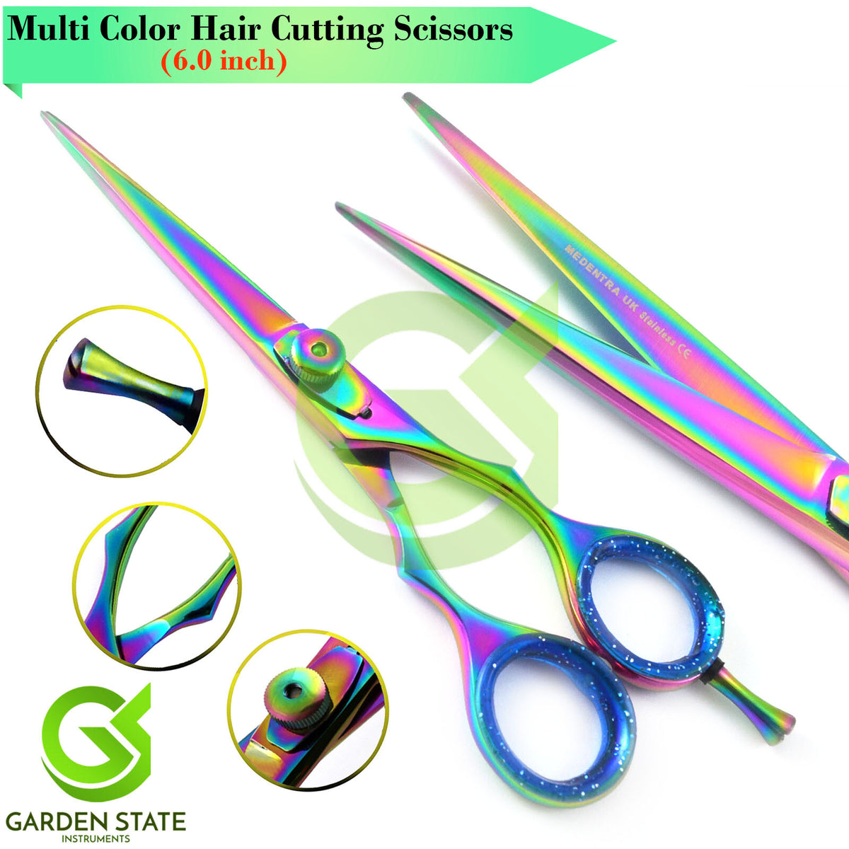 Professional 6-Inch Hairdressing Scissors Titanium Multicolor for Barbering