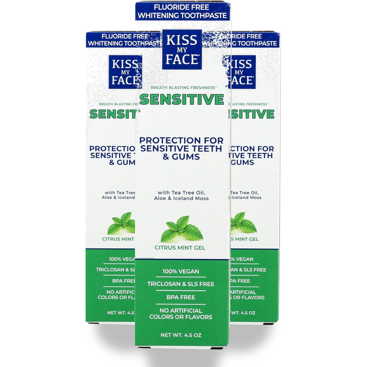 Sensitive Fluoride-Free Whitening Gel Toothpaste 4.5 Oz Pack of 3