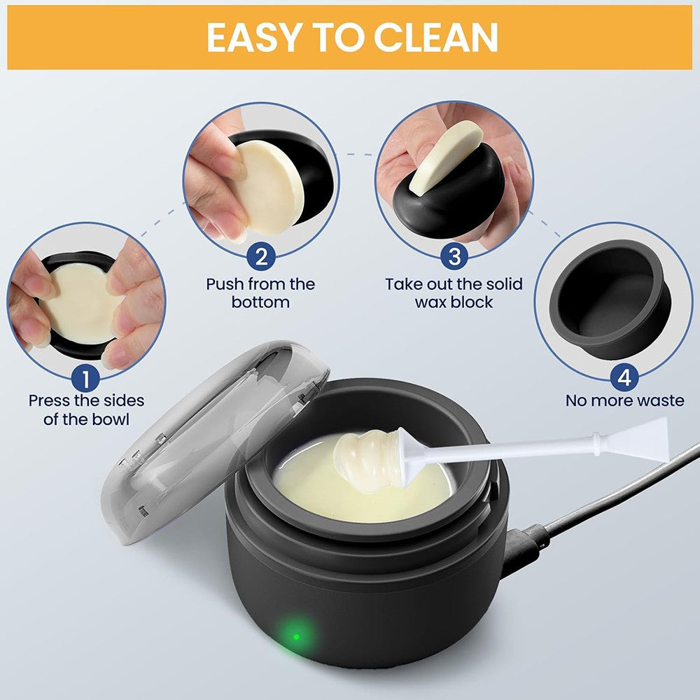 Mini Portable Wax Warmer Kit for Nose, Ear, Eyebrow & Beard Hair Removal