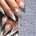 French Nail Art Stickers with 3D Rhinestones & Embossed Designs - 2PCS