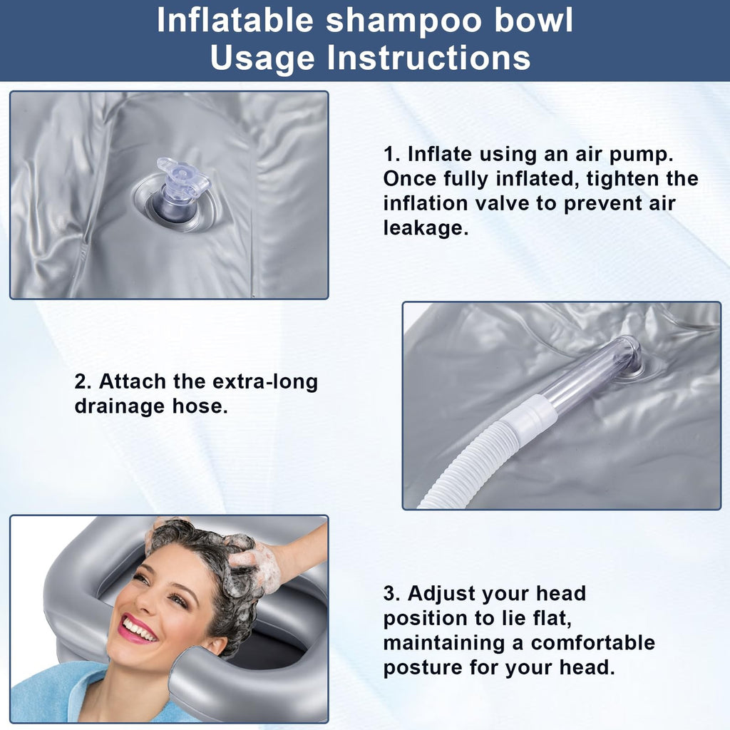 Inflatable Portable Shampoo Basin for Bedridden & Disabled Care