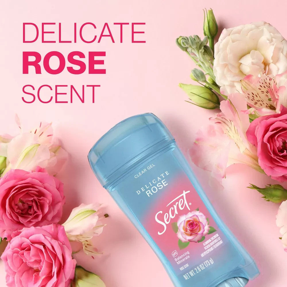 Secret Delicate Rose 72HR Clear Gel Antiperspirant Deodorant 2.6oz