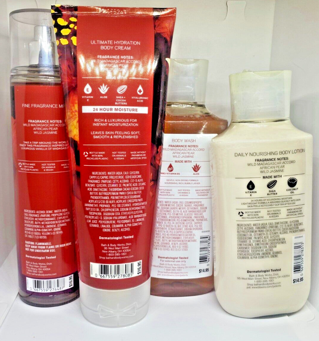 Wild Madagascar Vanilla Body Mist, Cream, Wash & Lotion Set