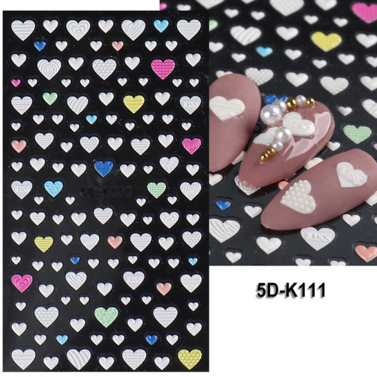 Valentine Heart Nail Art Stickers Self-Adhesive Decals for DIY Nails