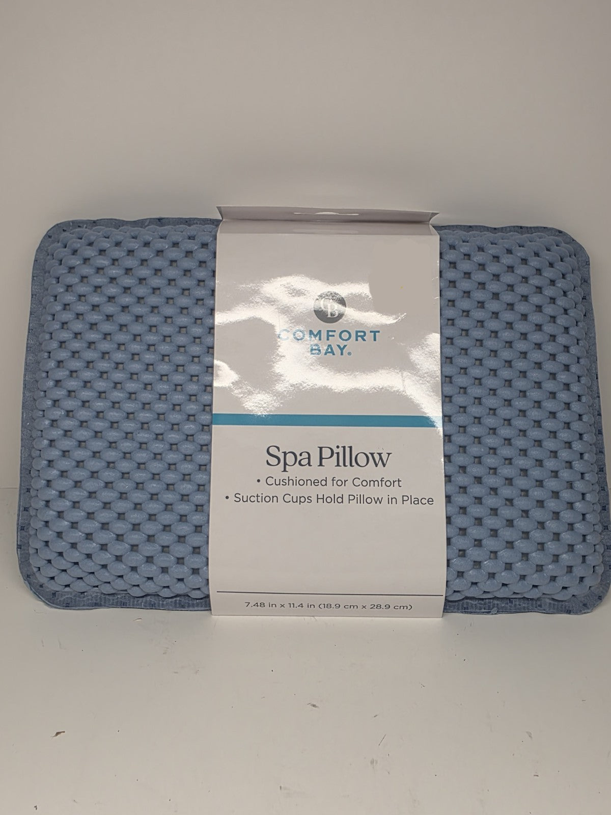 Blue Bath Pillow with Cushioned Spa Support and Suction Cups