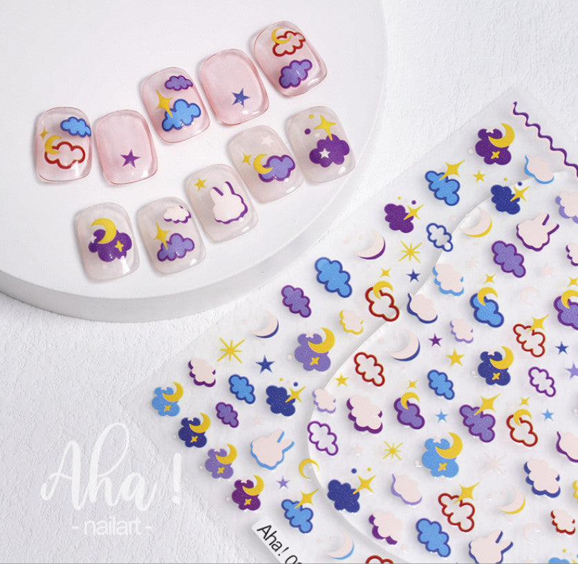 3D Nail Art Stickers Weather Bunny Cloud Cartoon Design for Nails