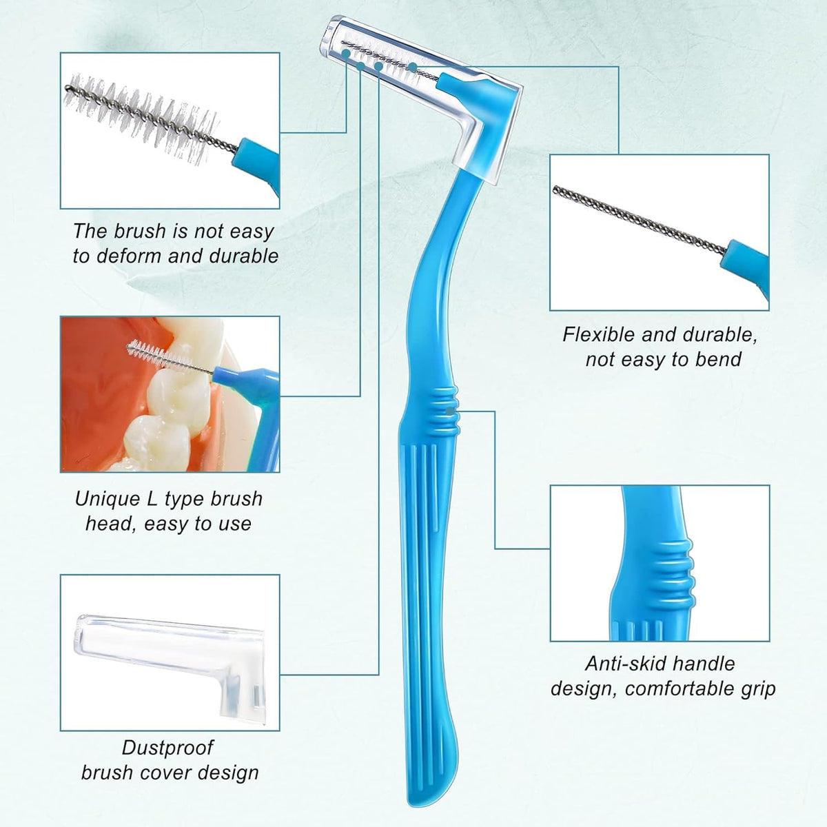 Interdental Brushes Set with 5 Sizes for Oral Care - 20 Soft Nylon Tooth Picks
