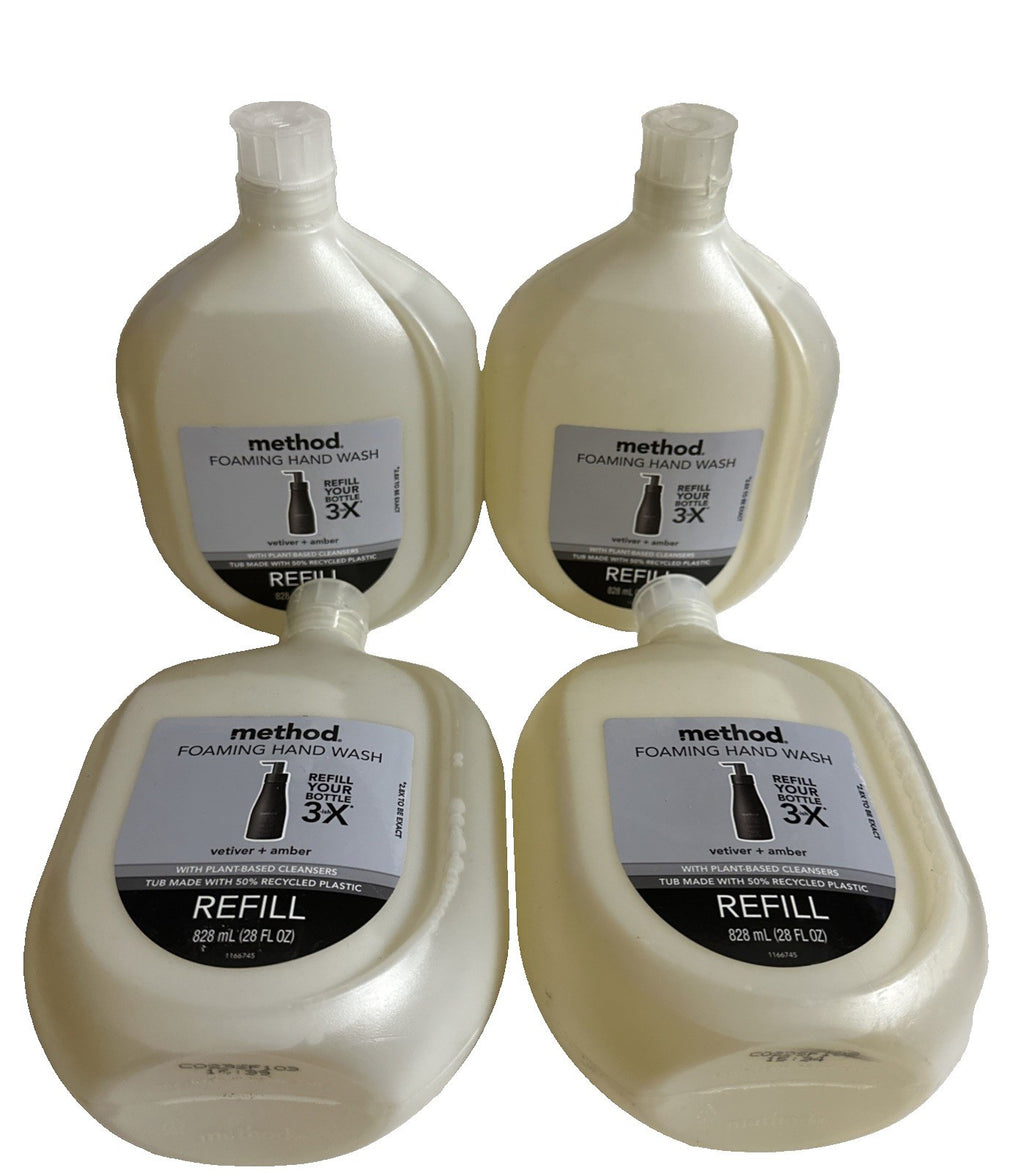 Plant-Based Foaming Hand Soap Refill Vetiver + Amber 28 oz - Pack of 4