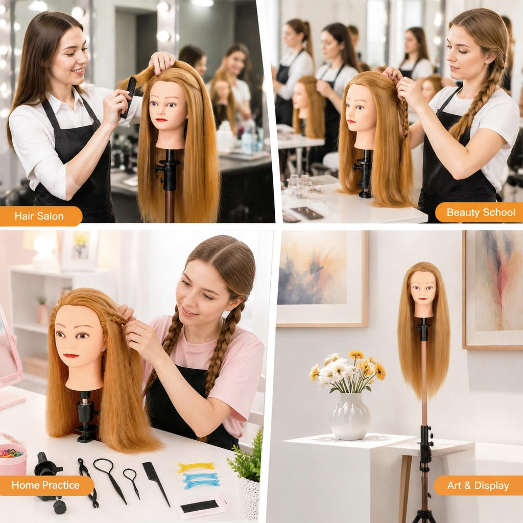 28-Inch Blonde Mannequin Head for Hair Styling and Braiding with Clamp