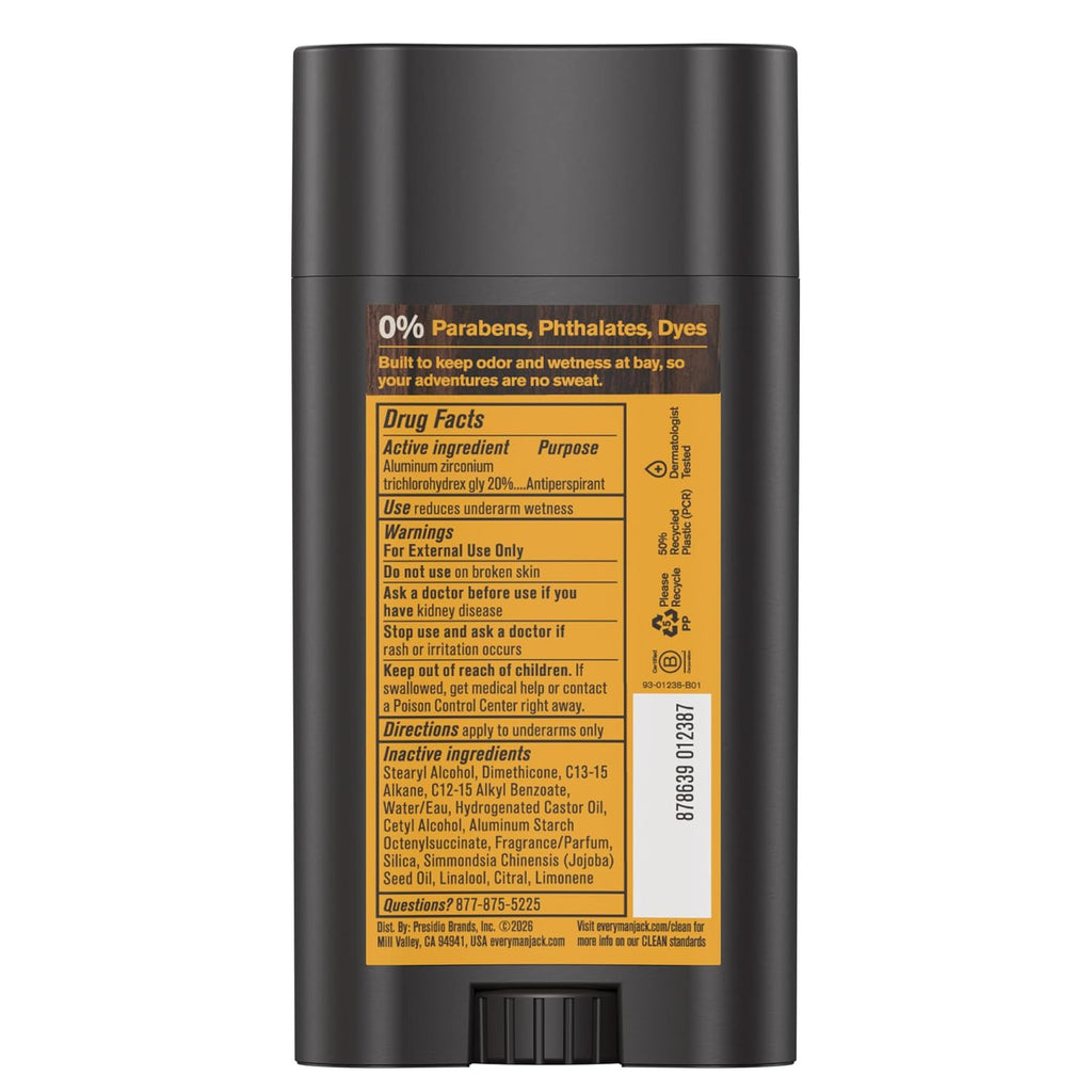 Men's Amber Sandalwood Antiperspirant Deodorant 2 Pack Long-Lasting Freshness