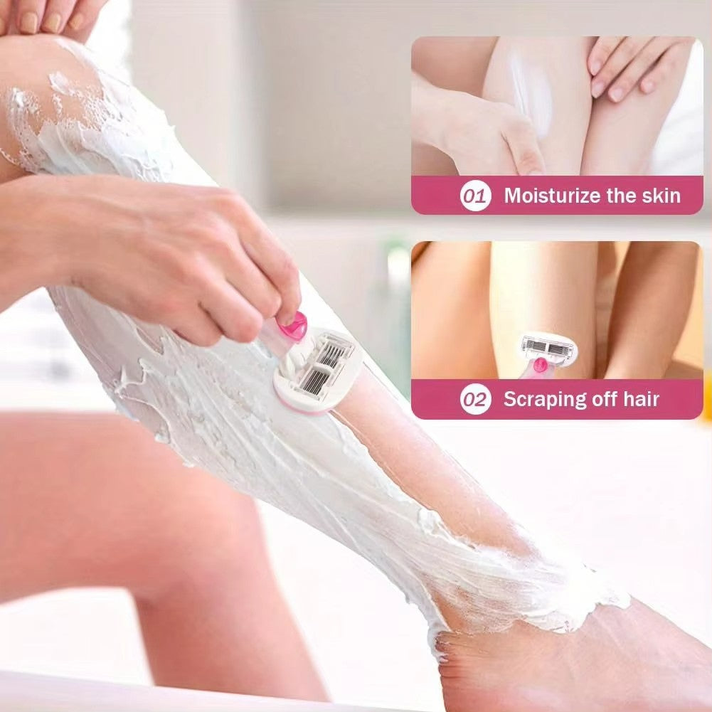 Women Hair Remover Razor for Legs & Armpits with Soap Head - Reusable Body Shaver