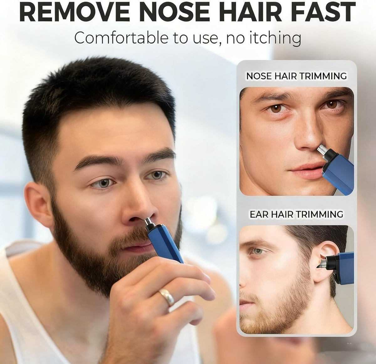 Electric Nose & Ear Hair Trimmer for Men Women Waterproof 2-in-1 Grooming