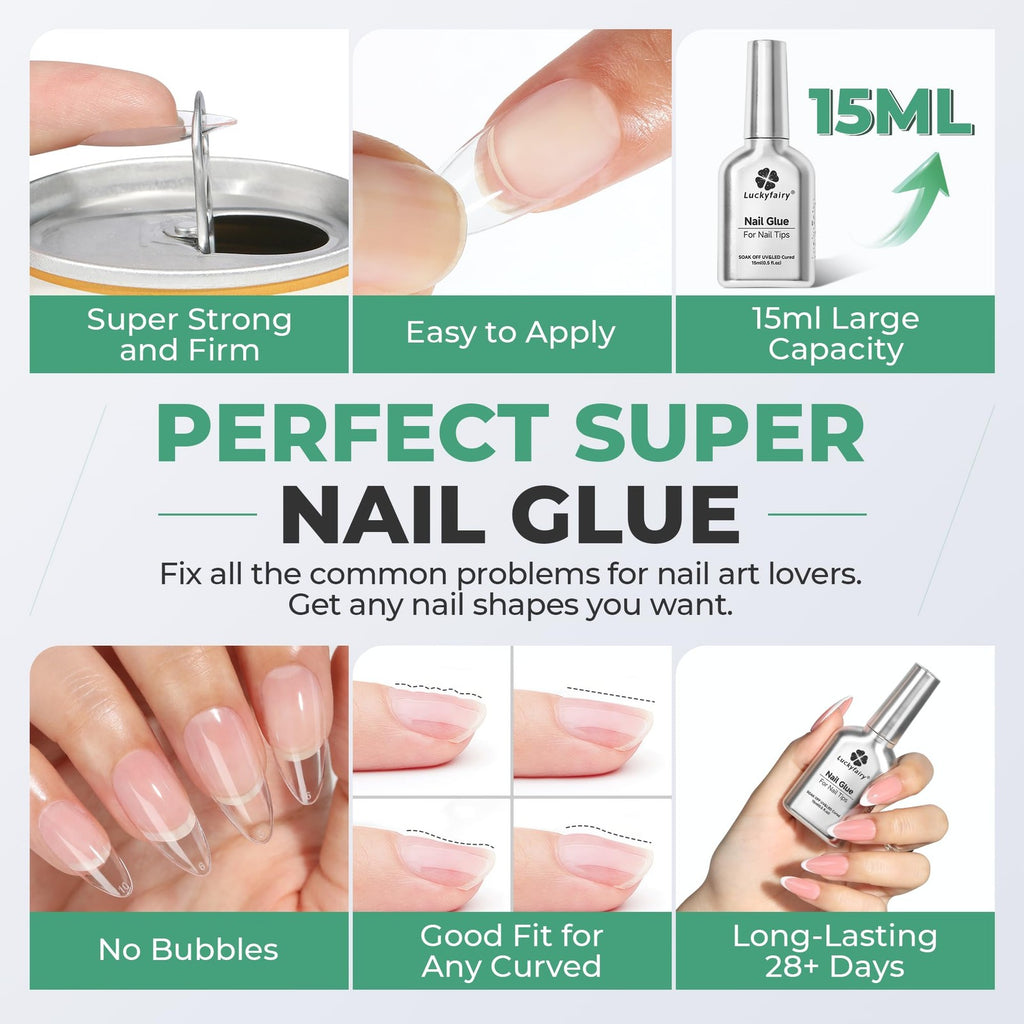 Super Strong Clear Nail Glue Gel 15ml for Nail Tips & Extensions