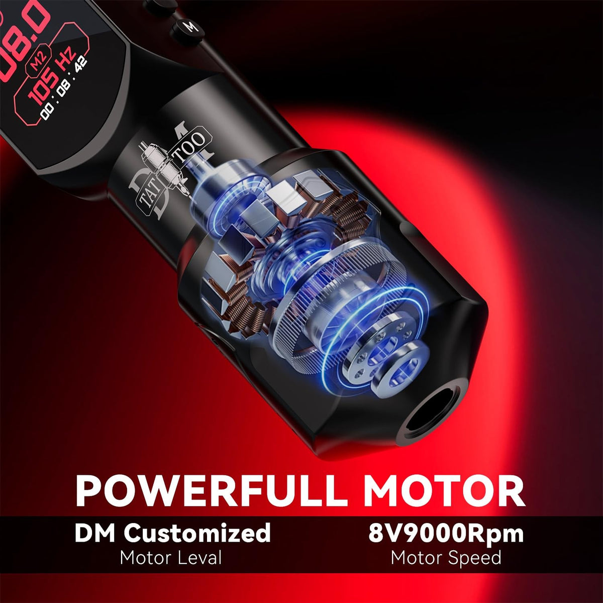 Wireless Tattoo Machine 4.0mm Stroke with OLED Display